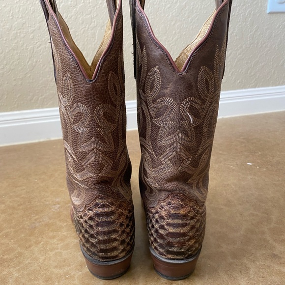 Nocona Leather Boots Bluebonnet Snake Print Old West Boot Sz 7.5B - Picture 9 of 11